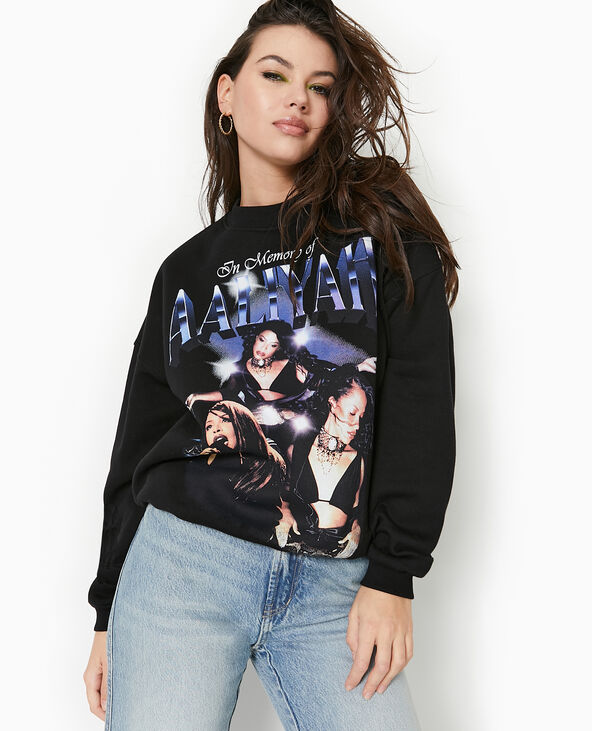 Sweat col rond AALIYAH noir - Pimkie