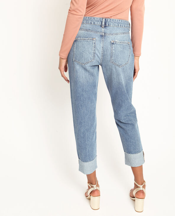 Jean mom à revers bleu foncé - Pimkie
