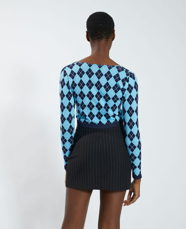Gilet noué à carreaux bleu clair - Pimkie