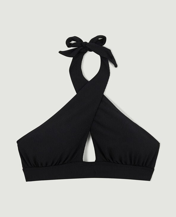 Haut de maillot triangle foulard croisé noir - Pimkie