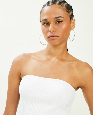 Top bustier en maille côtelée blanc - Pimkie