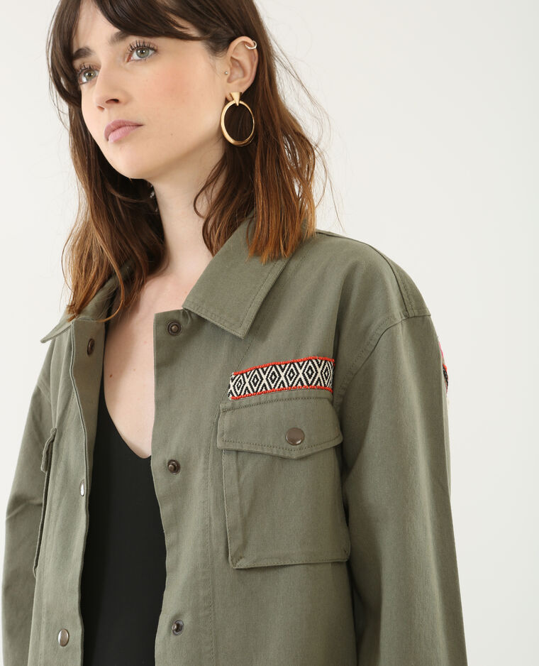 Veste longue ethnique vert kaki - Pimkie