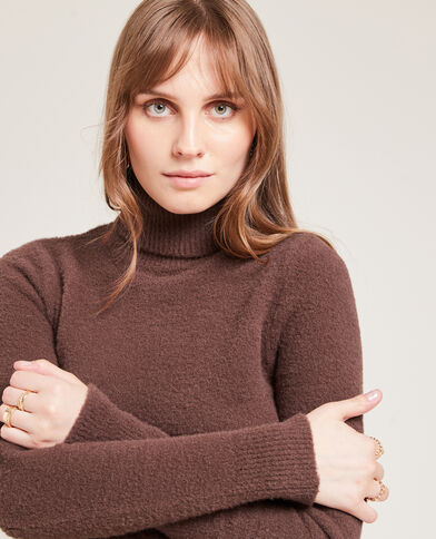 Pull col roulé maille fluffy marron - Pimkie