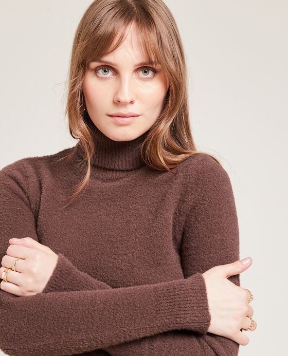 Pull col roulé maille fluffy marron - Pimkie