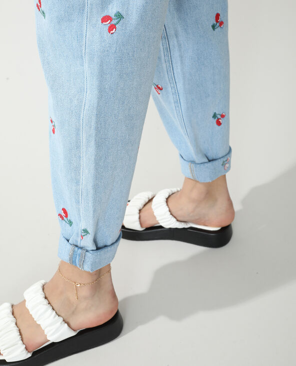 Jean mom high waist cerises bleu clair - Pimkie