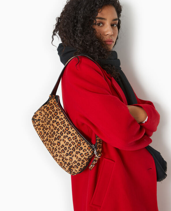 Sac porté épaule effet double poche motif léopard marron - Pimkie