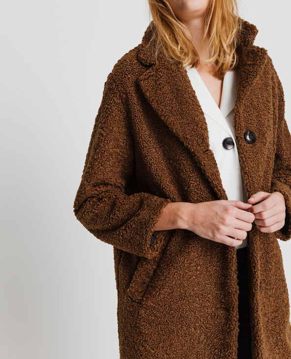 Manteau bouclette marron sale