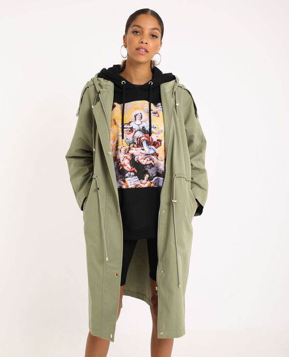 Parka longue à capuche vert de gris - Pimkie