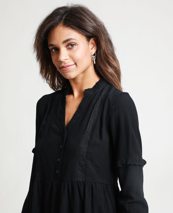 Robe chemise brodée noir - Pimkie