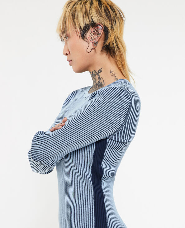 Robe longue en maille avec effet vanisé bleu marine - Pimkie