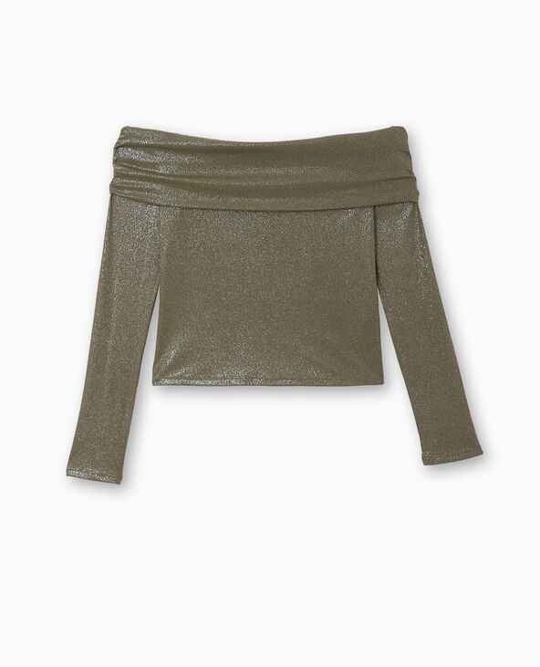 Top encolure Bardot avec paillettes vert kaki - Pimkie