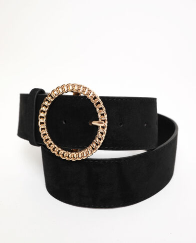 Ceinture large effet suédine noir - Pimkie