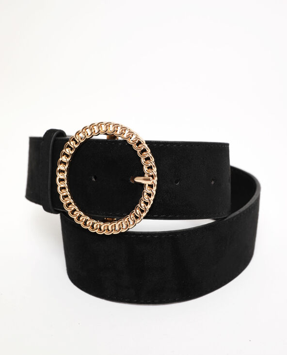 Ceinture large effet suédine noir - Pimkie