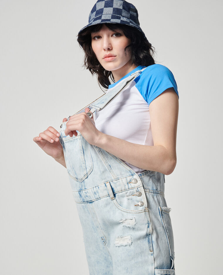 Salopette large et trashée bleu clair - Pimkie