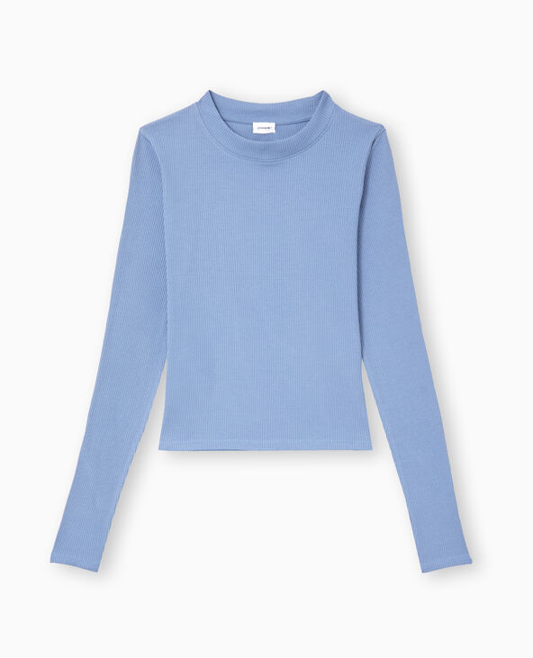 Top manches longues en maille côtelée bleu - Pimkie