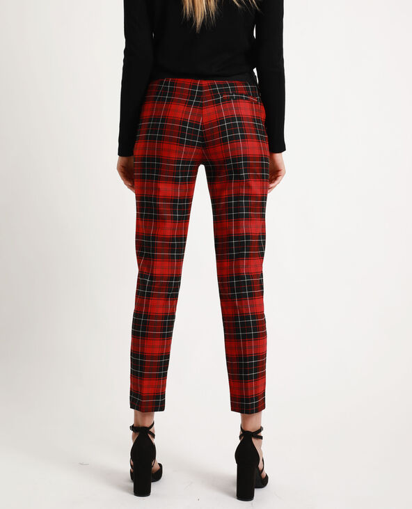 Pantalon à carreaux rouge outlet femme