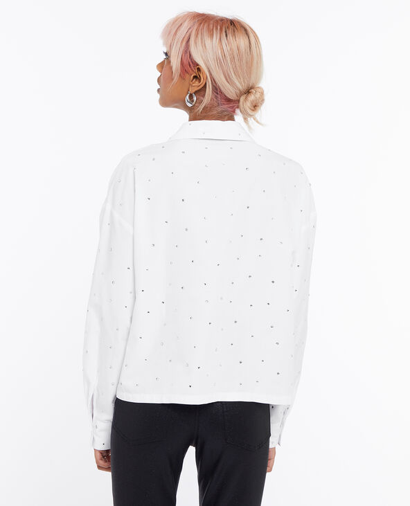 Chemise courte avec strass blanc - Pimkie