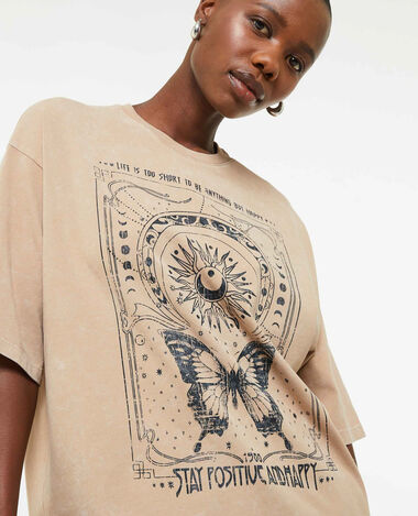 T-shirt oversize avec imprimé taupe - Pimkie