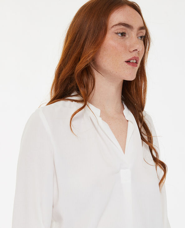 Blouse manches longues en tissu crêpe écru - Pimkie