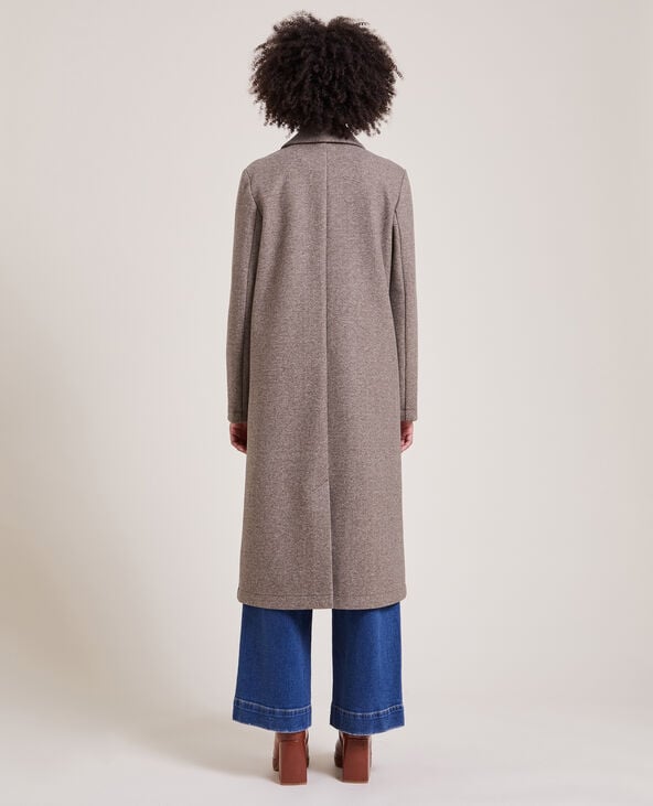 Manteau long effet drap de laine marron - Pimkie