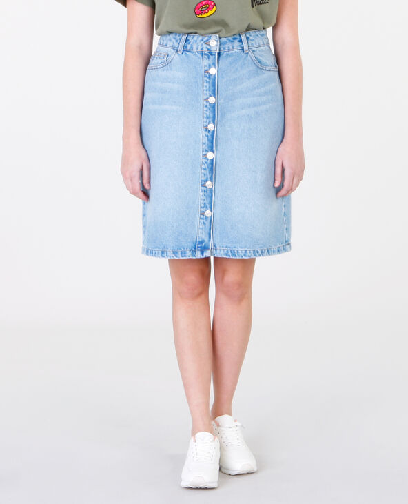 Jupe denim boutonnée bleu - Pimkie