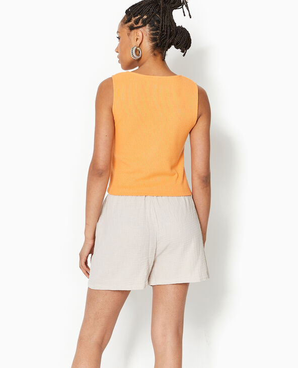 Débardeur en maille côtelée avec 2 boutons orange - Pimkie