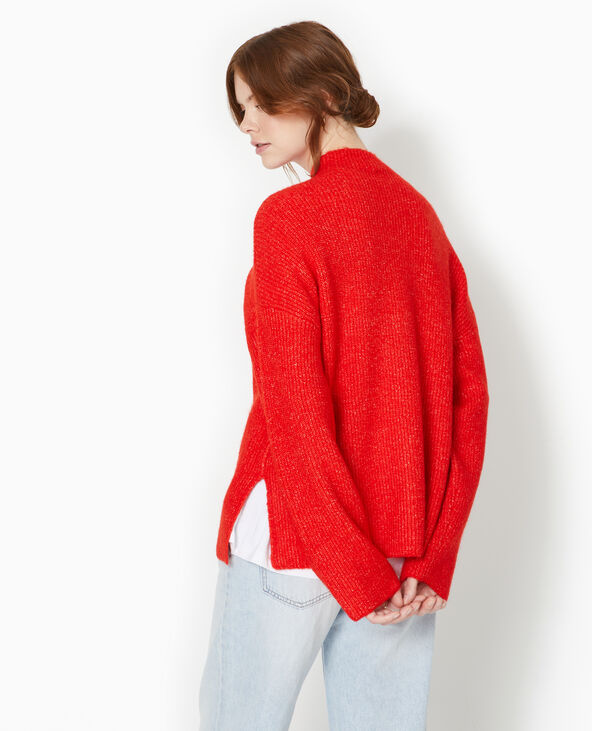 Pull col montant avec jeu de mailles rouge - Pimkie