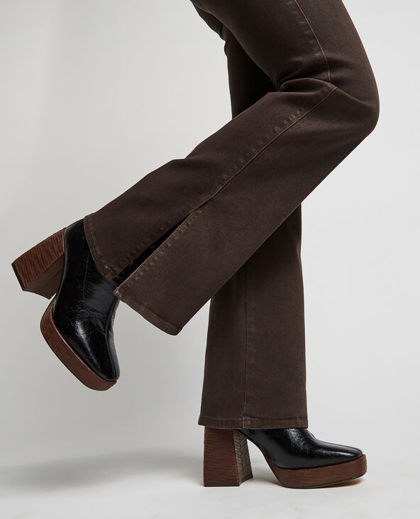 Jean flare avec fentes côtés marron - Pimkie