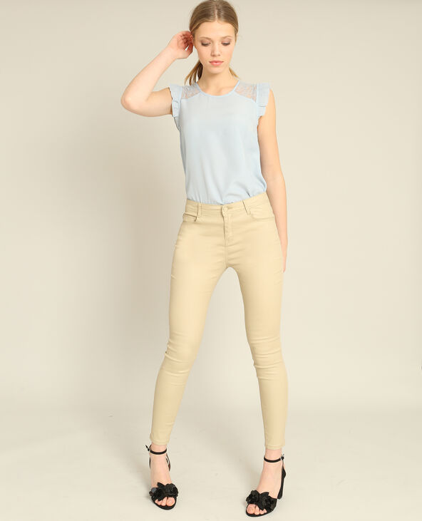 Pantalon enduit beige new arrivals