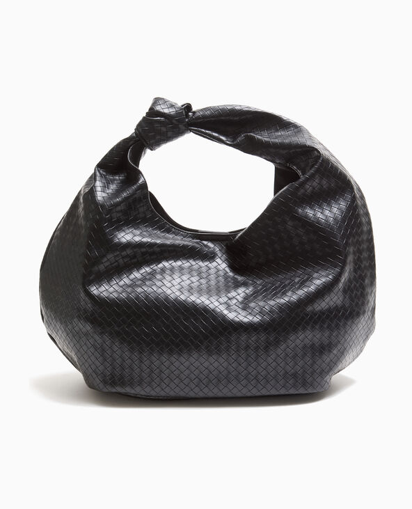Grand sac XXL en simili tressé noir - Pimkie