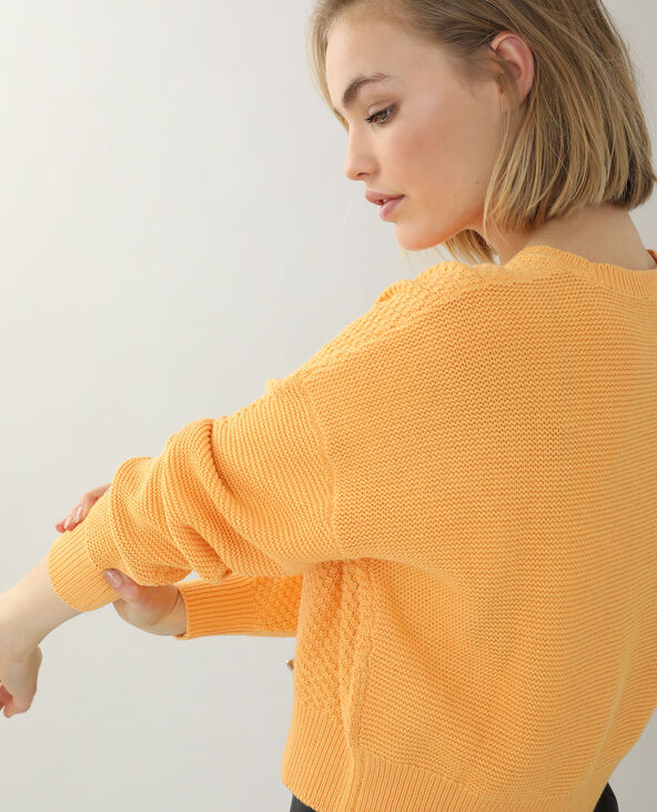 Pull maille reliefée orange - Pimkie