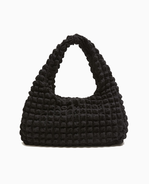 Sac forme lune en tissu reliéfé gaufré noir - Pimkie