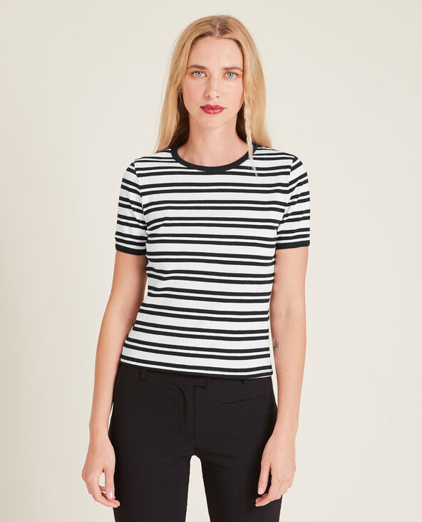 T-shirt maille côtelée noir - Pimkie