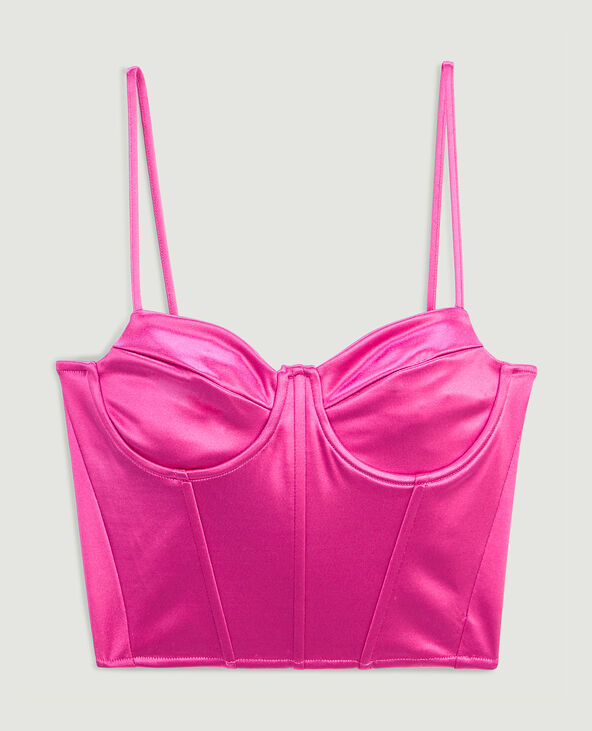 Brassière corset en satin rose fuchsia - Pimkie