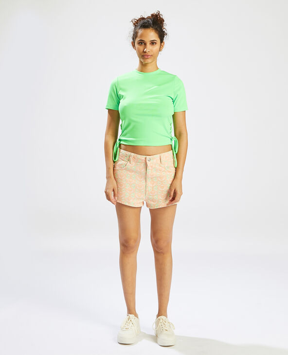 Top en maille côtelée avec lacets vert - Pimkie