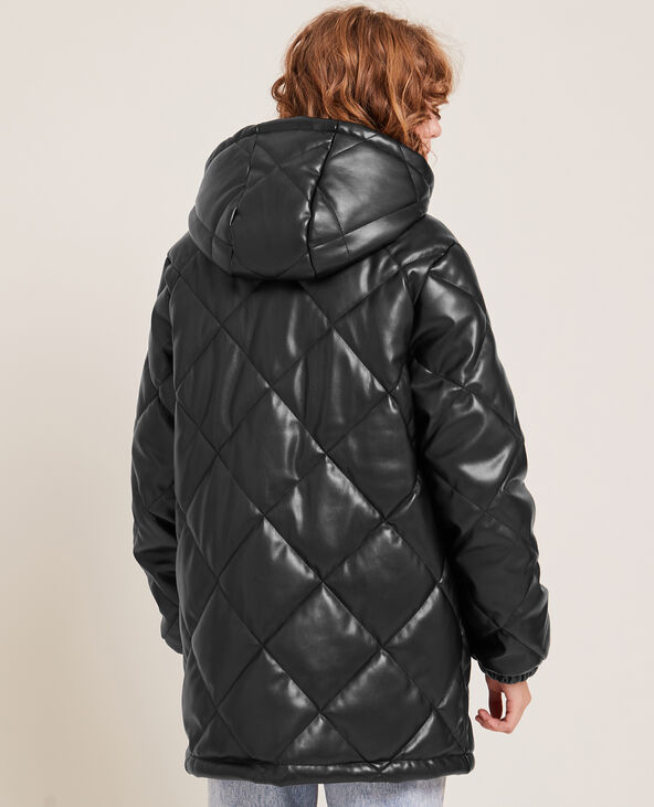 Manteau simili matelassé noir - Pimkie