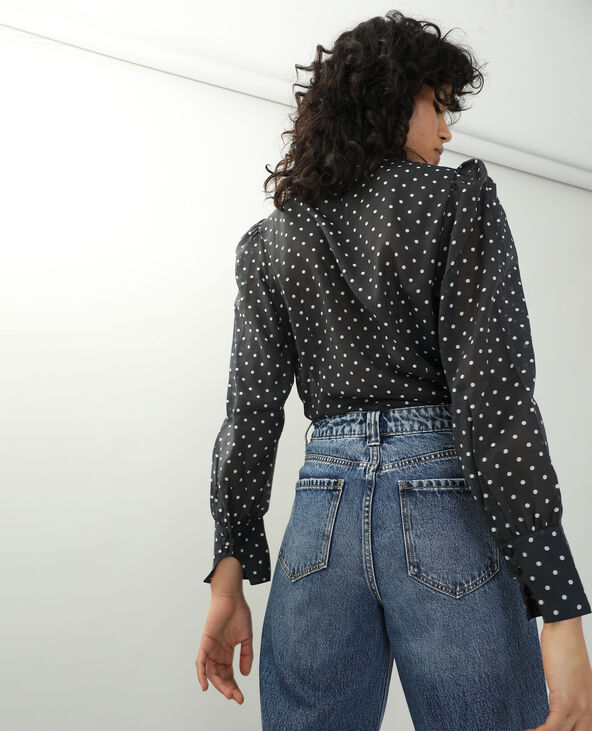 Chemise à pois transparente noir - Pimkie