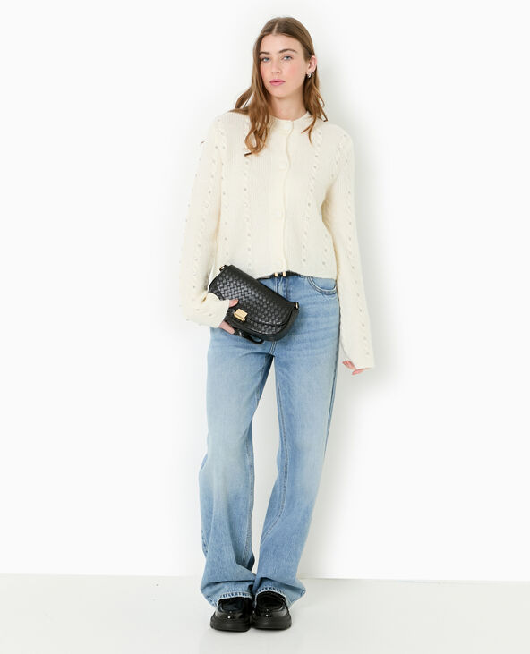 Gilet col rond avec torsades et strass blanc - Pimkie