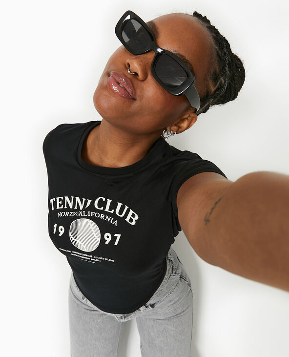 T-shirt ajusté avec print devant noir - Pimkie