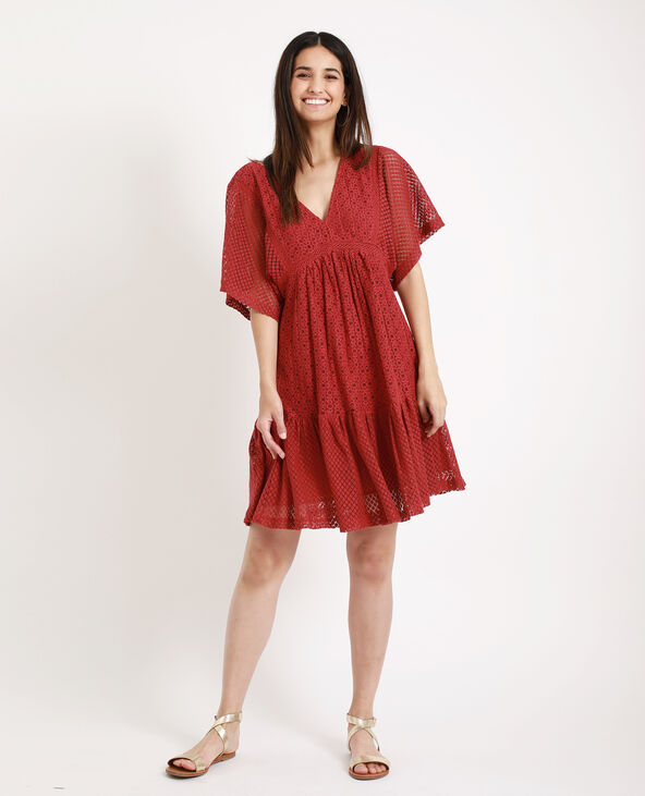 Robe en dentelle bordeaux - Pimkie