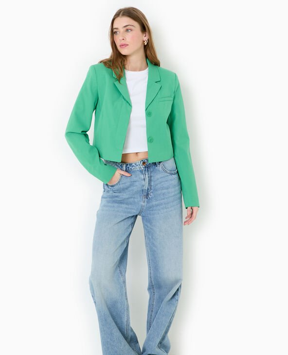 Veste courte avec boutons sous patte vert - Pimkie