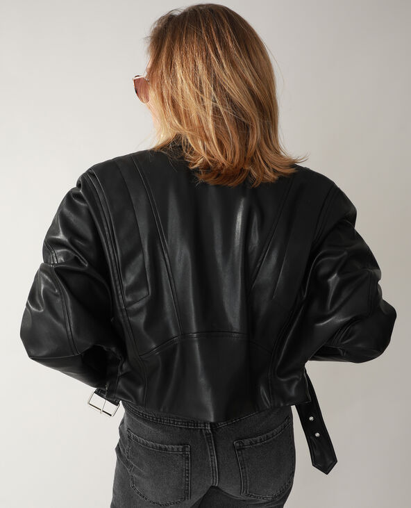 Veste biker en simili cuir