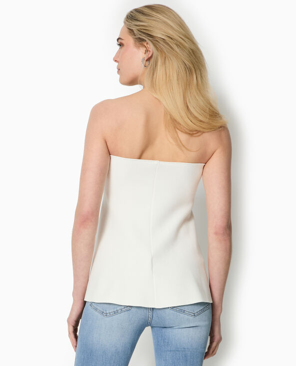 Top bustier évasé en maille blanc - Pimkie