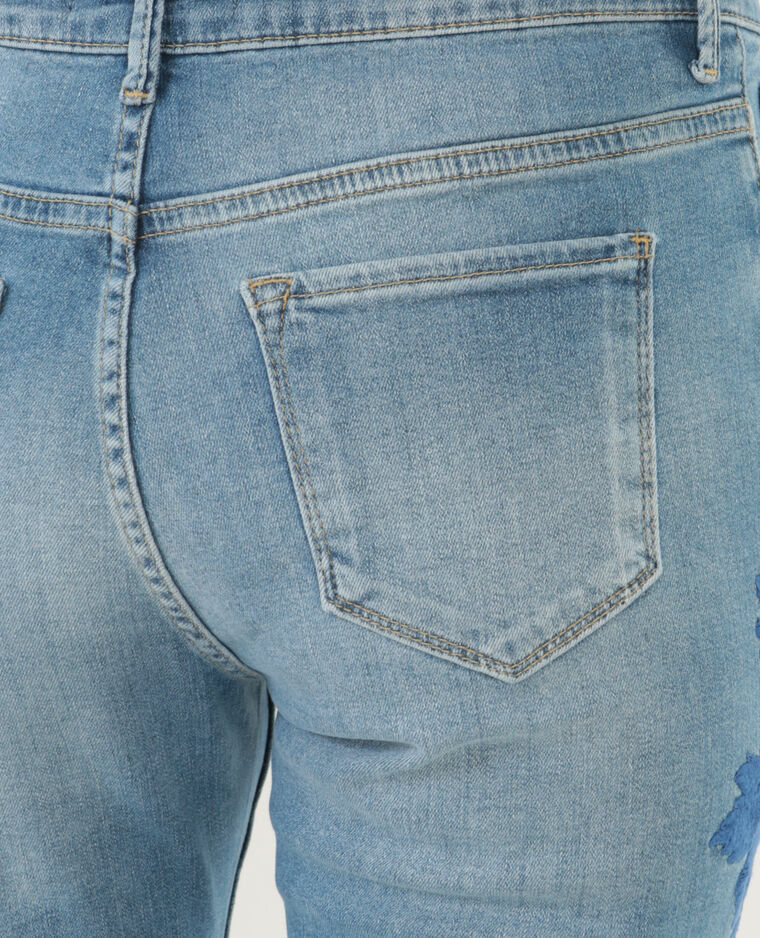 Jean skinny brodé bleu délavé - Pimkie