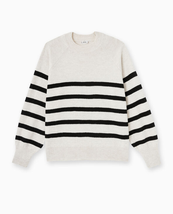 Pull rayé en maille beige - Pimkie