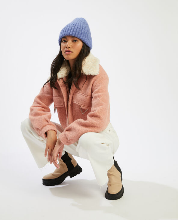 Veste courte à col effet fourrure marron - Pimkie