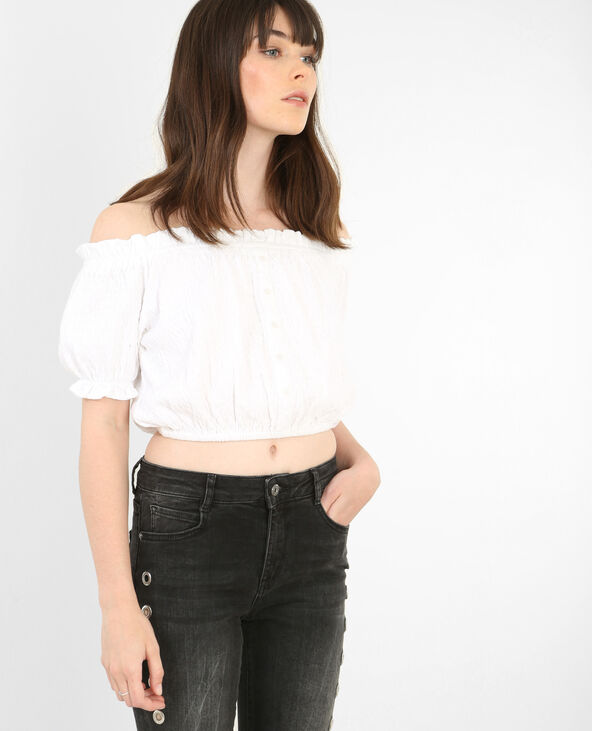 Cropped top froissé blanc - Pimkie