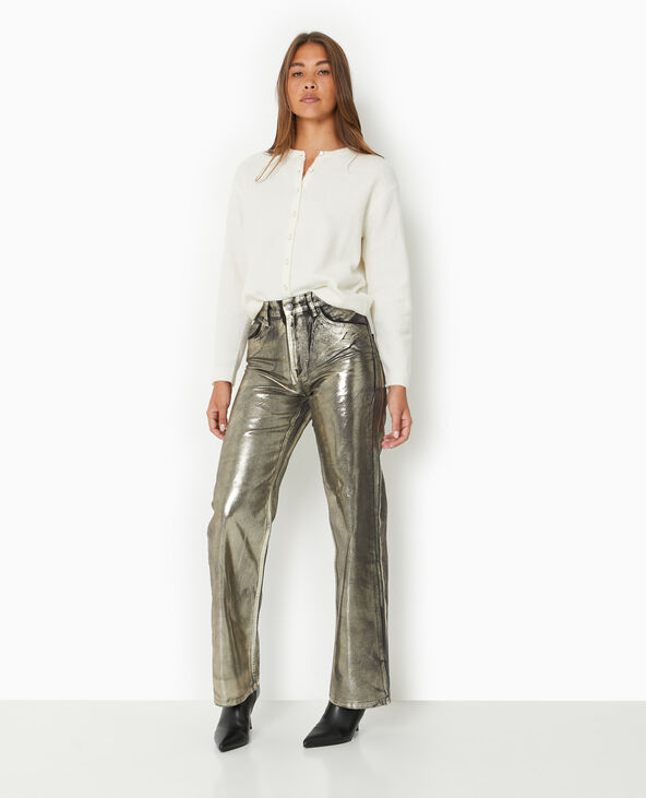 Jean droit taille haute enduit gold noir - Pimkie
