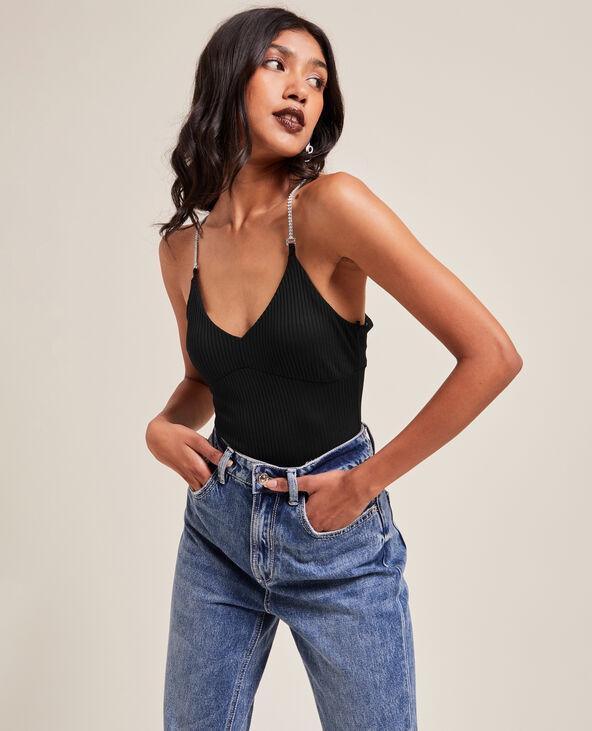 Body avec bretelles strass noir - Pimkie