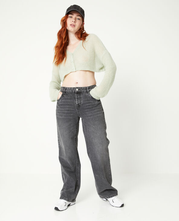 Jean wide taille basse effet délavé gris foncé - Pimkie